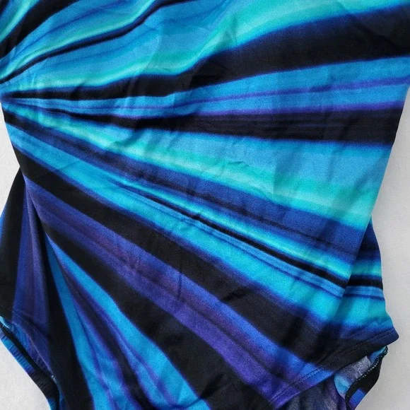 Great Lengths Swimsuit Womens 16 Black Blue One Piece Beach Bathing Suit - Picture 2 of 9